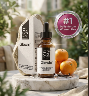 Glowic Antioxidant Serum bottle with ferulic acid and vitamin C